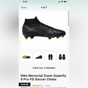 NWOB Nike Mercurial Zoom Superfly 9 Pro FG Soccer Cleats, Sz 8.5